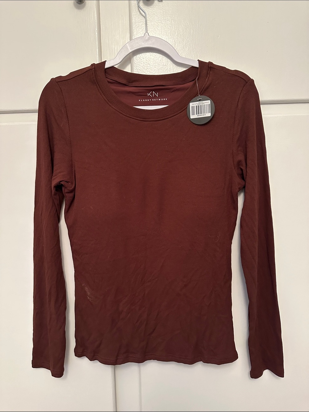 NWT Chocolate Brown Klassy Network Ribbed Long Sleeve T-Shirt